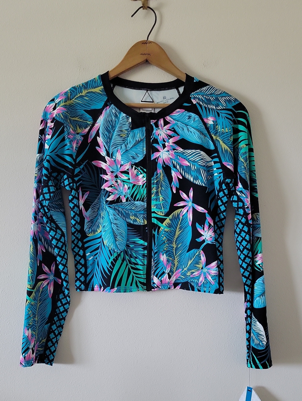 NWT Beach House Cropped Long Sleeve Full Zip Rashguard Size Large